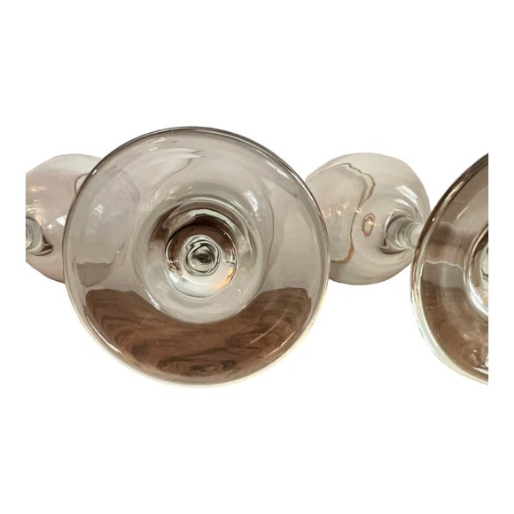 3 Hand Blown Glass Clear Goblet Wine Glasses Etched Winter Scene Snow Trees 7.5" - Picture 5 of 7